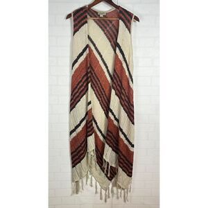 One World Womens Knit Cardigan Size XL Striped Sleeveless